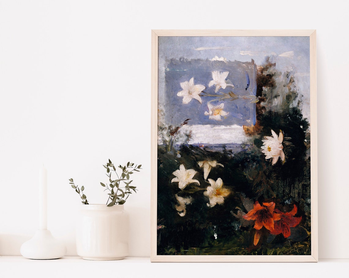 Abbott Henderson Thayer Lilies Flower Study Impressionist Art Poster