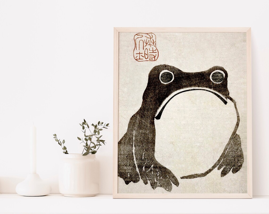 Matsumoto Hoji Sad Frog Japanese Woodblock Animal Art Poster