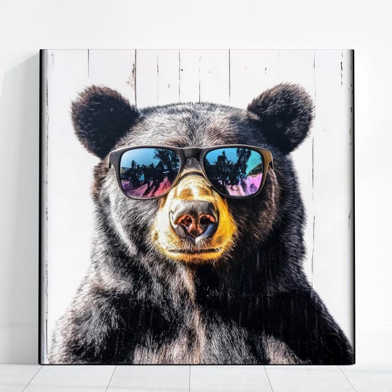 Bear Funny Grizzly With Sunglasses Poster, Modern Urban