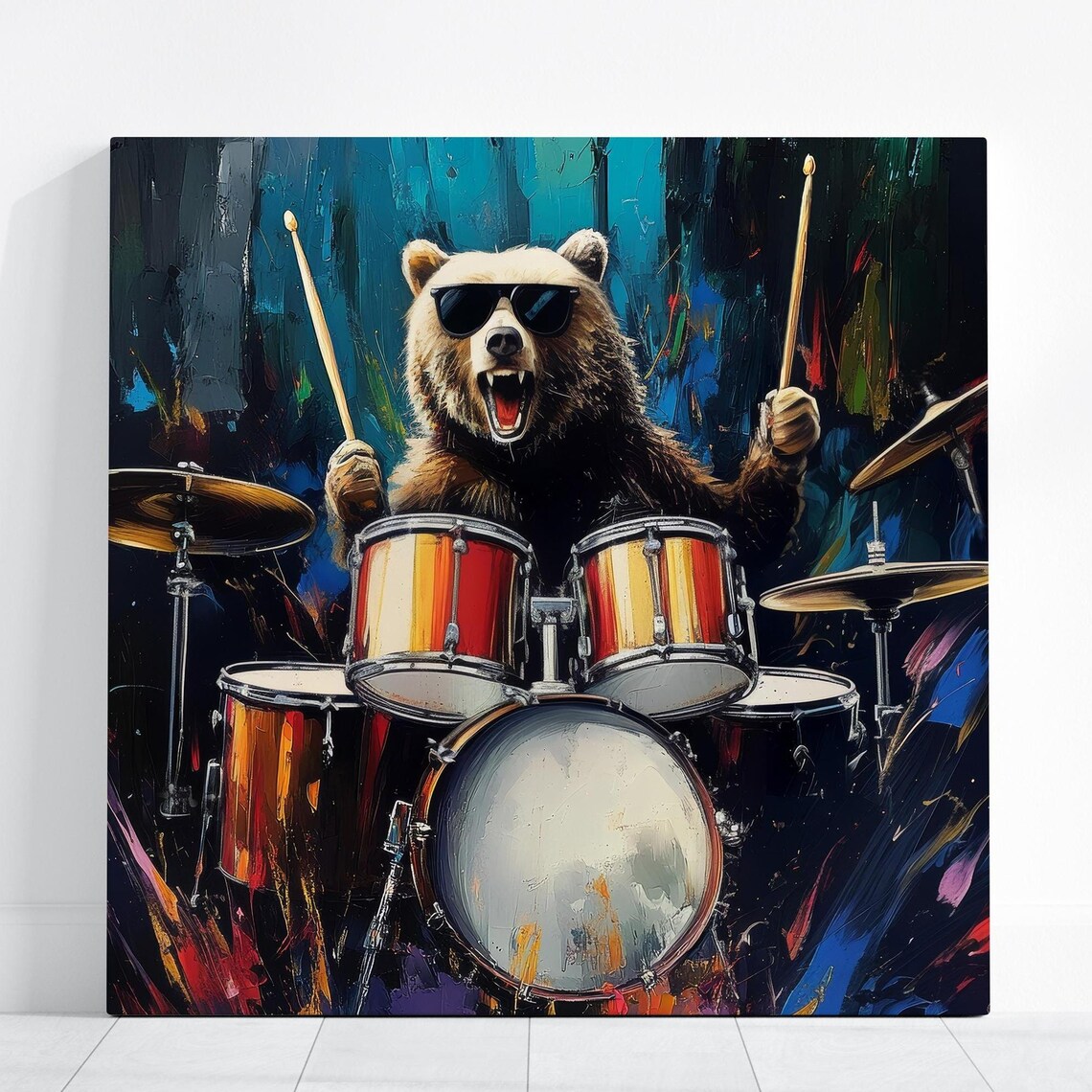 Grizzly Bear Rock And Roll Drummer Poster