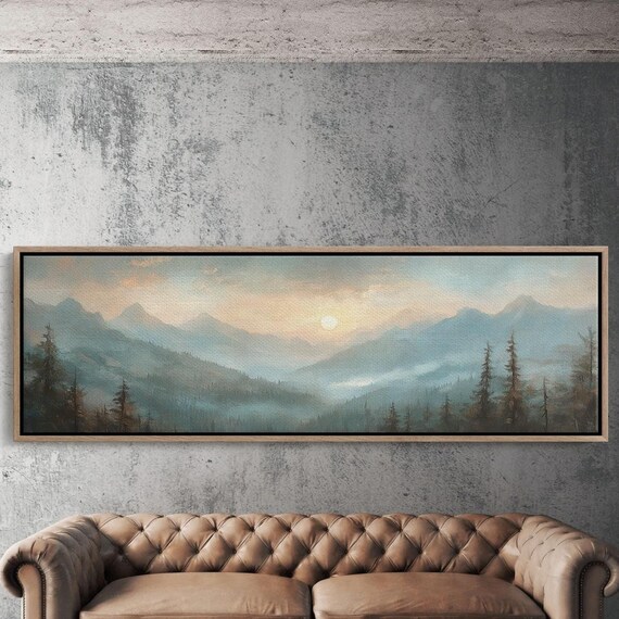 Zion National Park Wall Art Serene Misty Sunrise Over Majestic Mountains Tranquil Landscape Painting Rustic Nature Home Decor