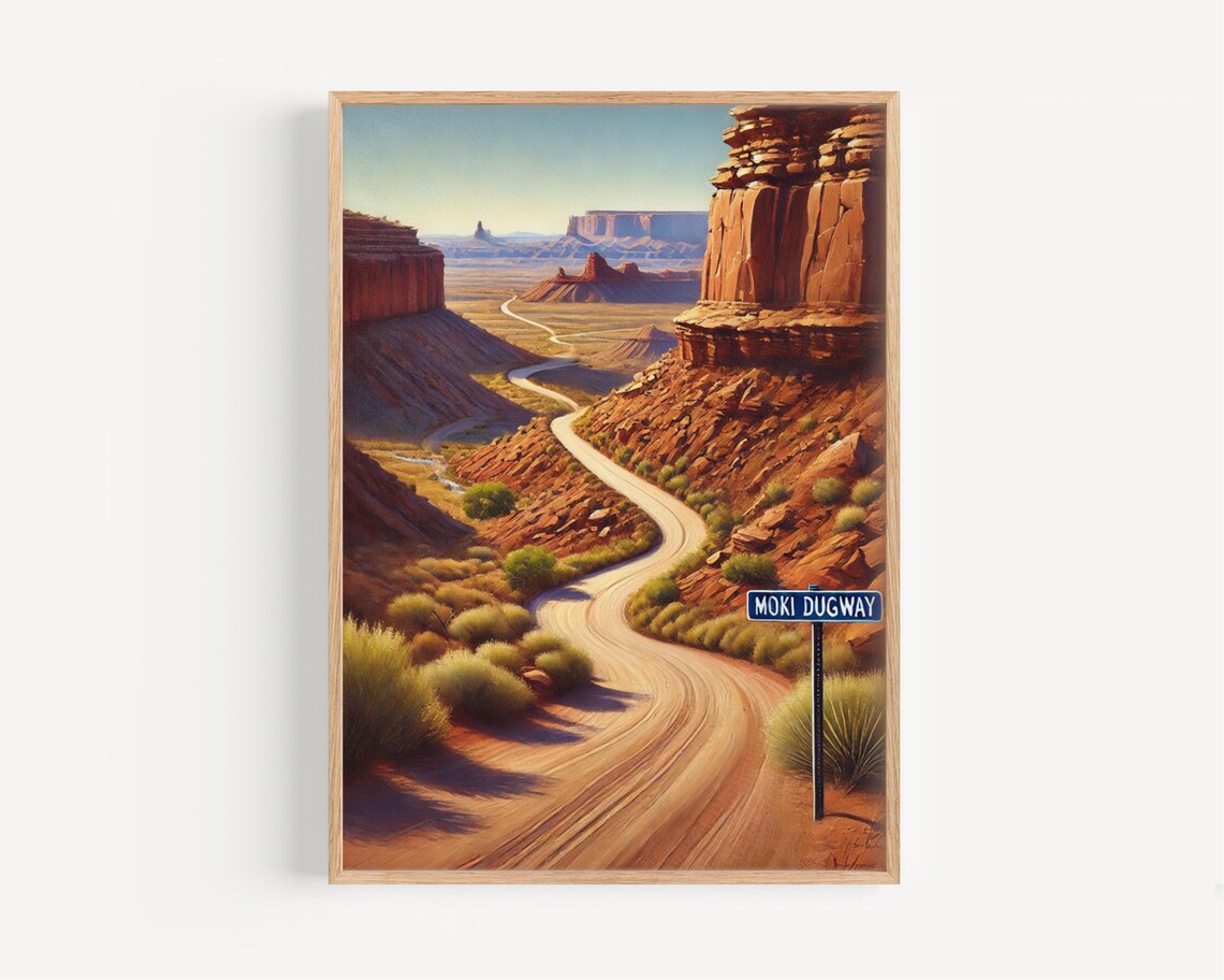 Moki Dugway Utah Travel Poster, Scenic Landscape Art Print