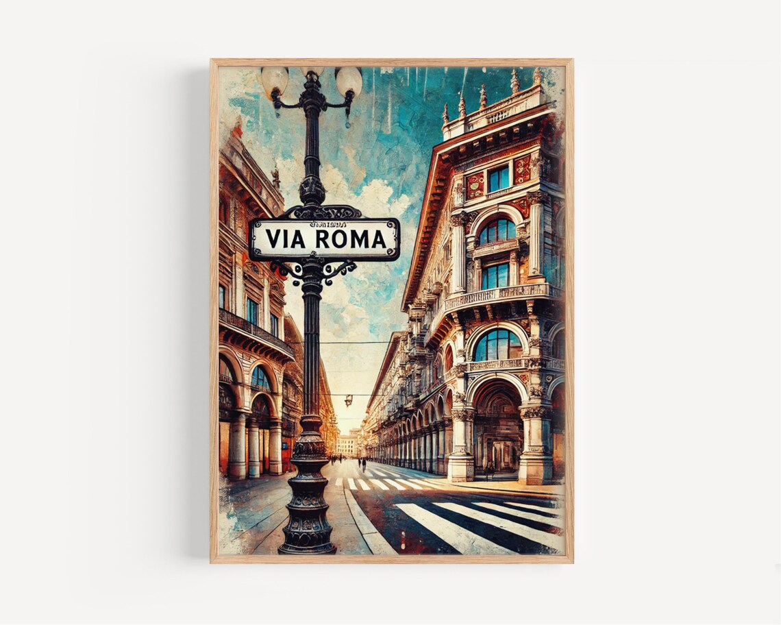 Via Roma Turin Italy Grand Street Vintage Cityscape Wall Art