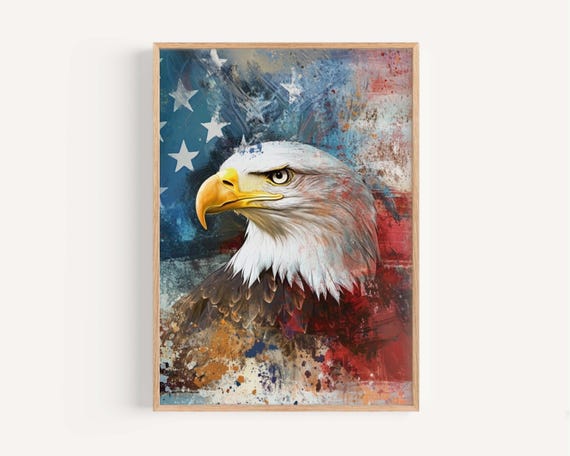 Bald Eagle Art Print Abstract Flag Wall