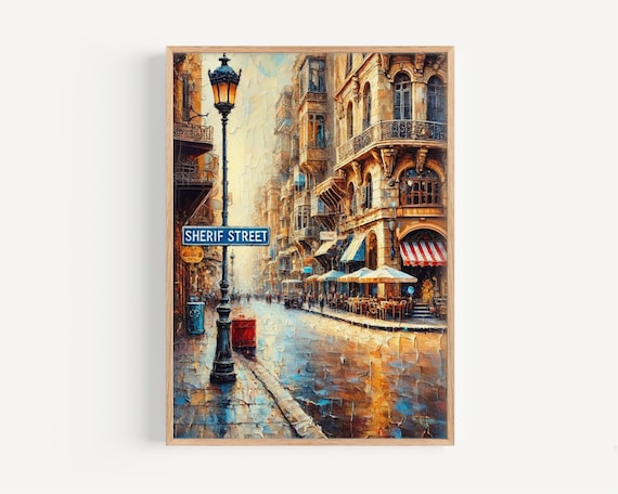 Sherif Street Vintage European Old Town Street Painting Poster