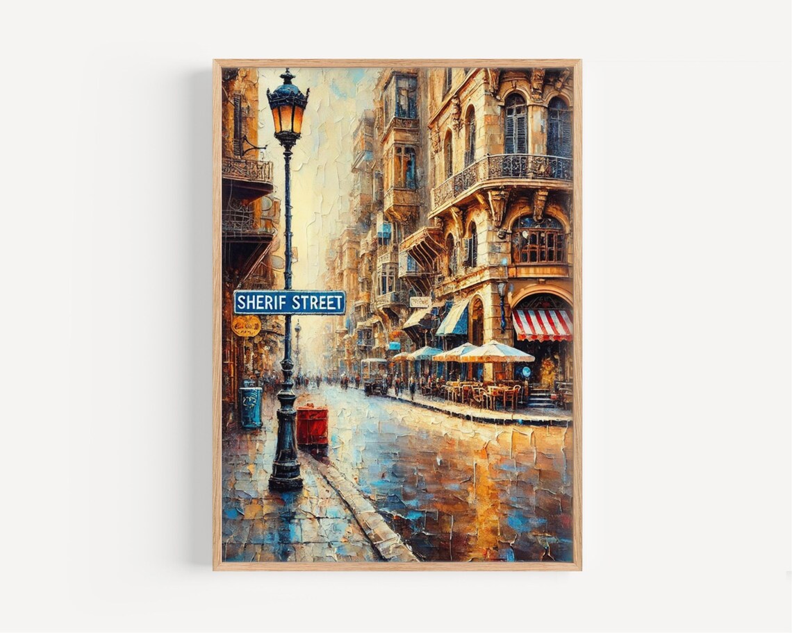Sherif Street Vintage European Old Town Street Painting Poster