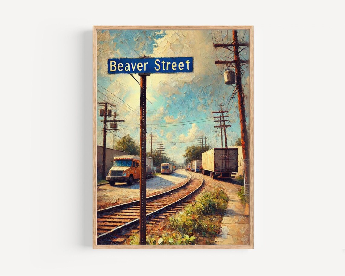 Jacksonville Florida Travel Poster, Beaver Street Cityscape