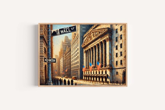 Wall Street New York City Poster Golden Hour Financial District Art