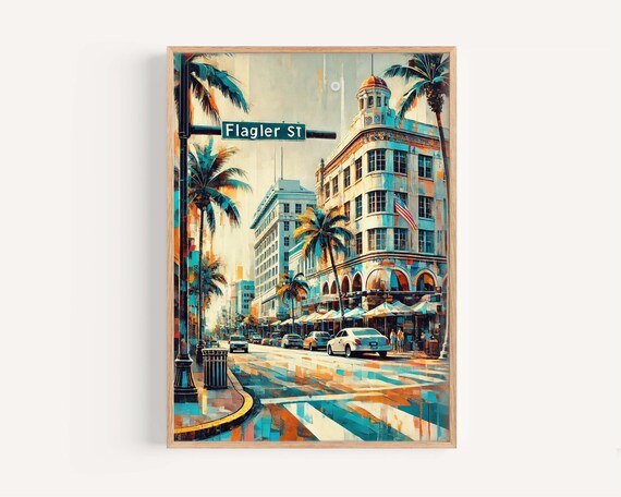 Flagler Street Miami Travel Poster