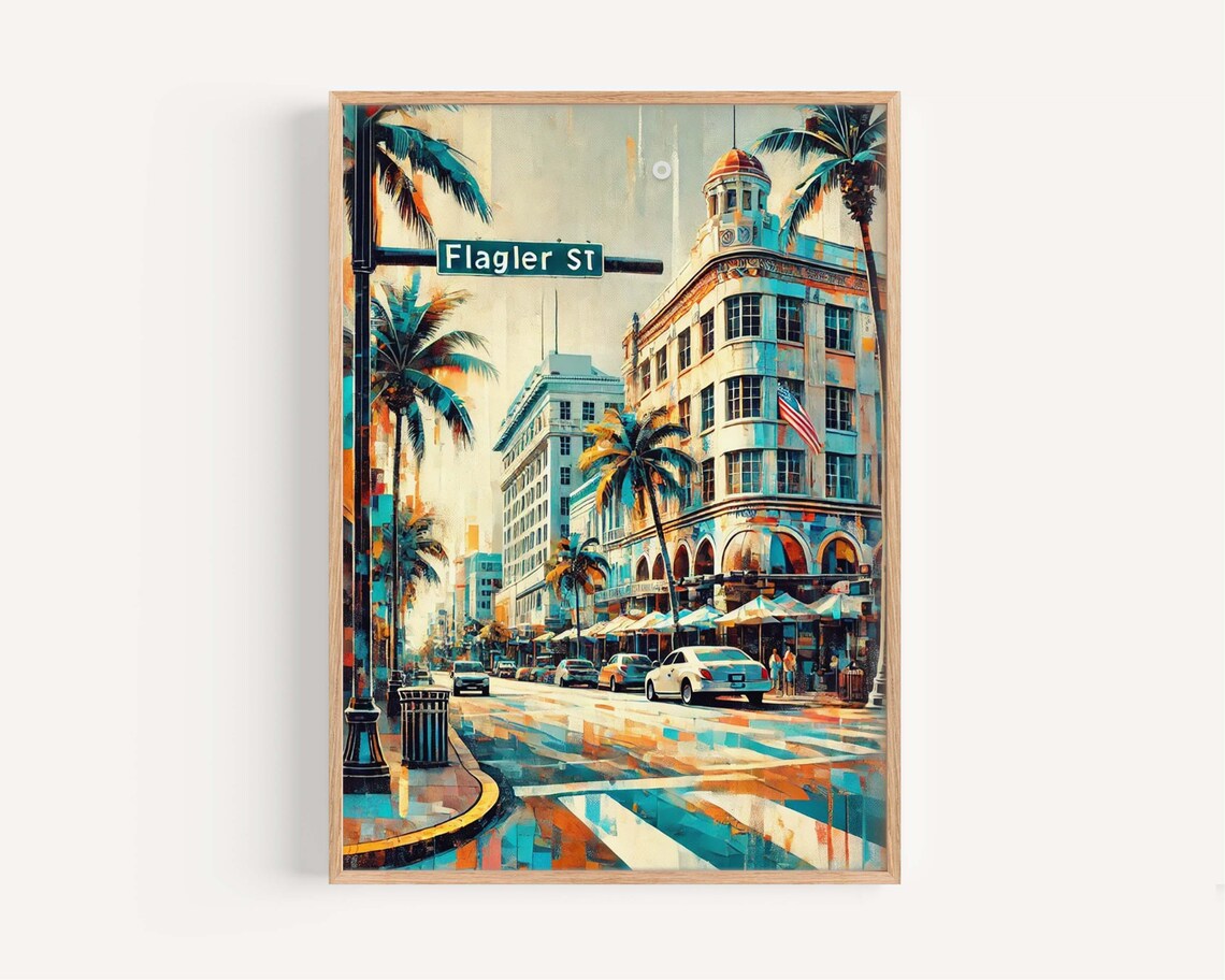 Flagler Street Miami Travel Poster