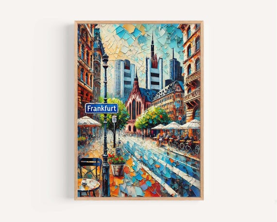 Frankfurt Art Print Germany City Wall Decor Travel Poster European Home Gift Housewarming German Cityscape Illustration