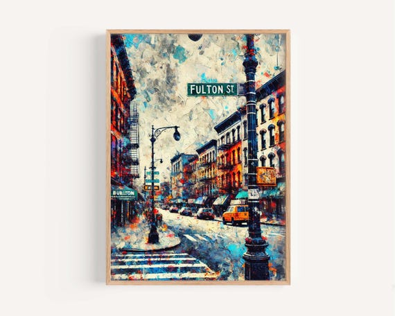 Fulton Street Art Print Brooklyn Travel Poster New York Artwork