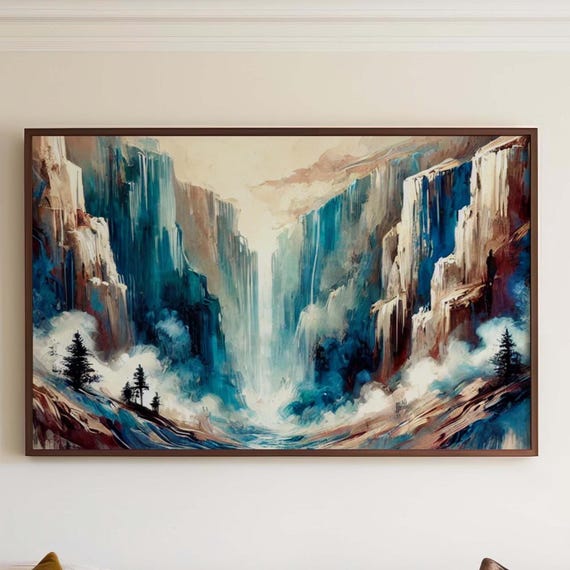 Nature Gift Waterfall Wall Art Print Serene Stream Decor Housewarming New Home Family
