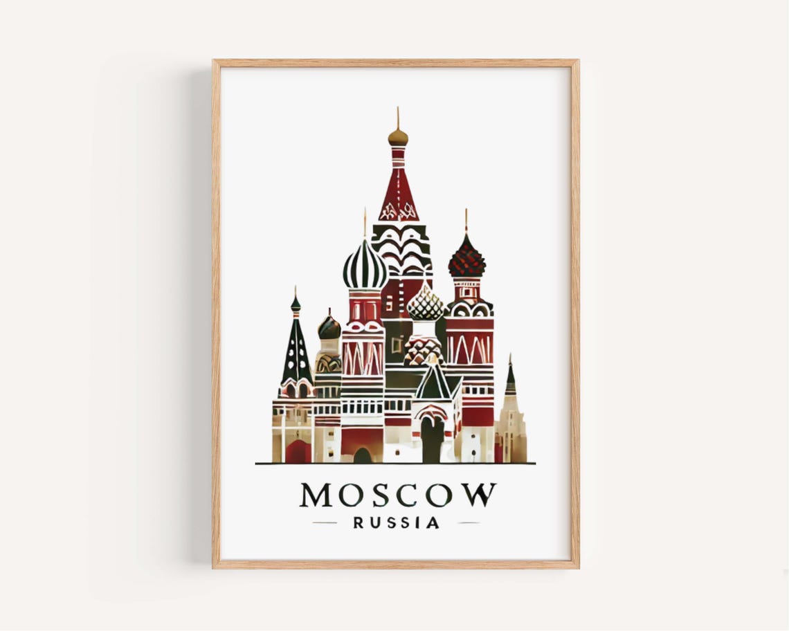 Moscow Russia Saint Basil's Cathedral Landmark Travel Poster
