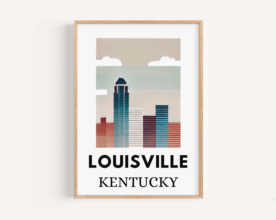 Louisville Kentucky Travel Poster, Map Wall Art