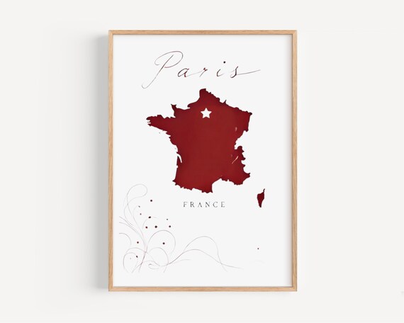 Paris Map Art Print France Travel Poster Home Decor