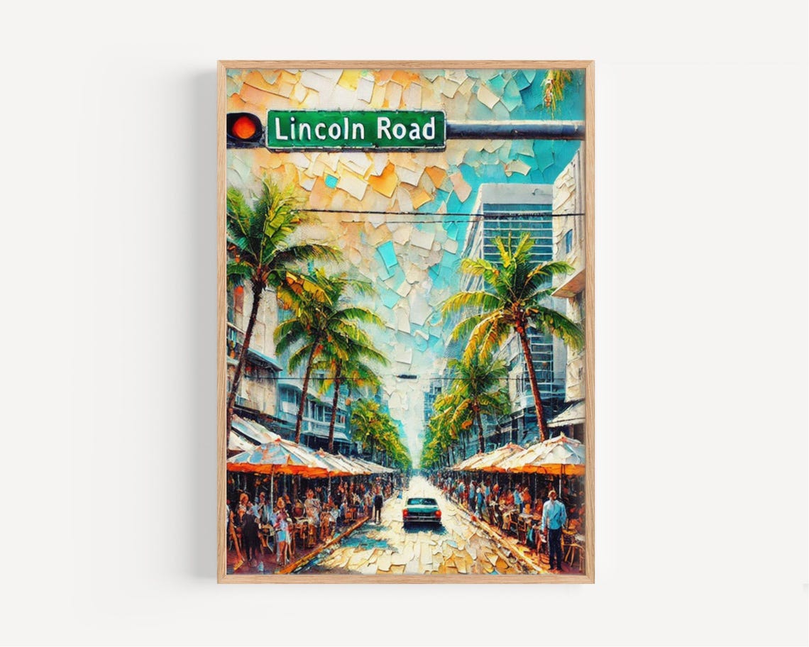 Lincoln Road Miami Beach Palm Street Collage Cityscape Poster
