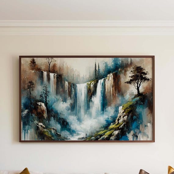 Nature Gift Waterfall Wall Art Print Serene Stream Home Decor New Housewarming Family Lovers Decorative Poster