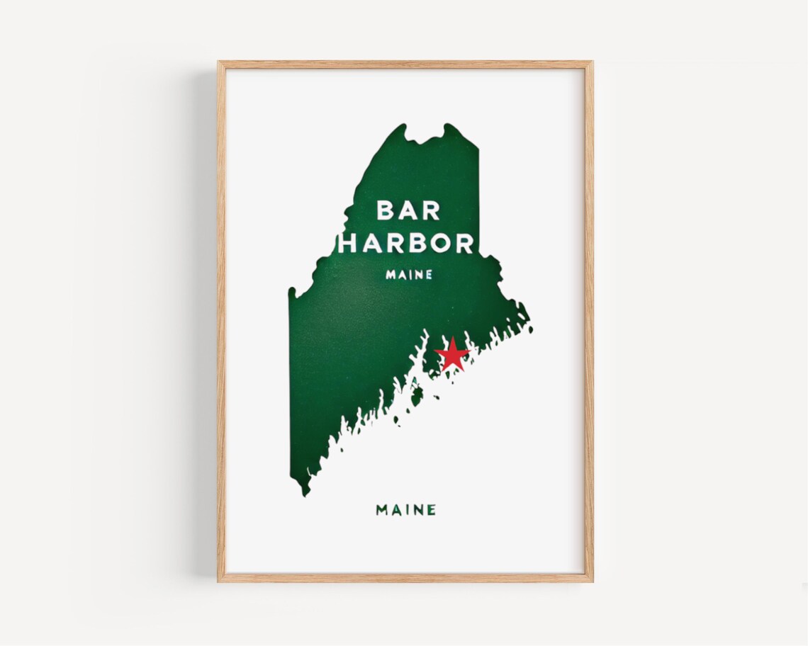 Bar Harbor Maine Modern Travel Poster Art Print