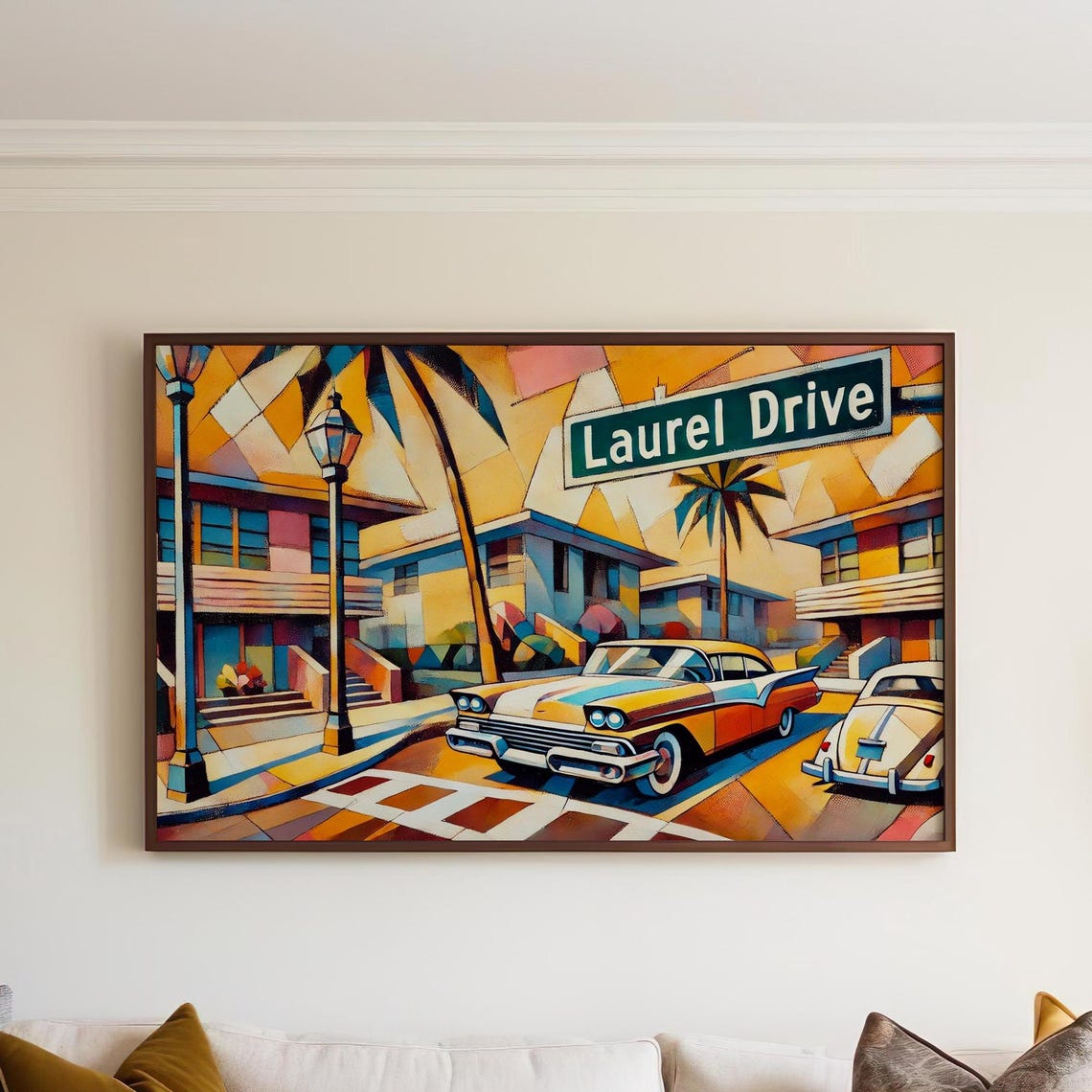 Orlando Florida Laurel Drive Geometric Art Deco Style Cars Poster
