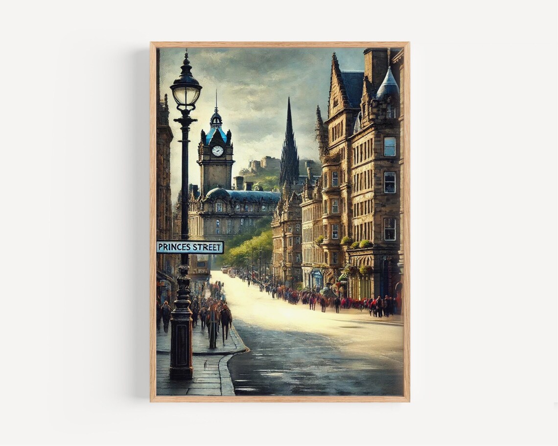Edinburgh Princes St Travel Poster, Scotland Art Print
