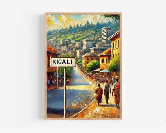 Kigali Rwanda Art Print Vibrant African Travel Poster