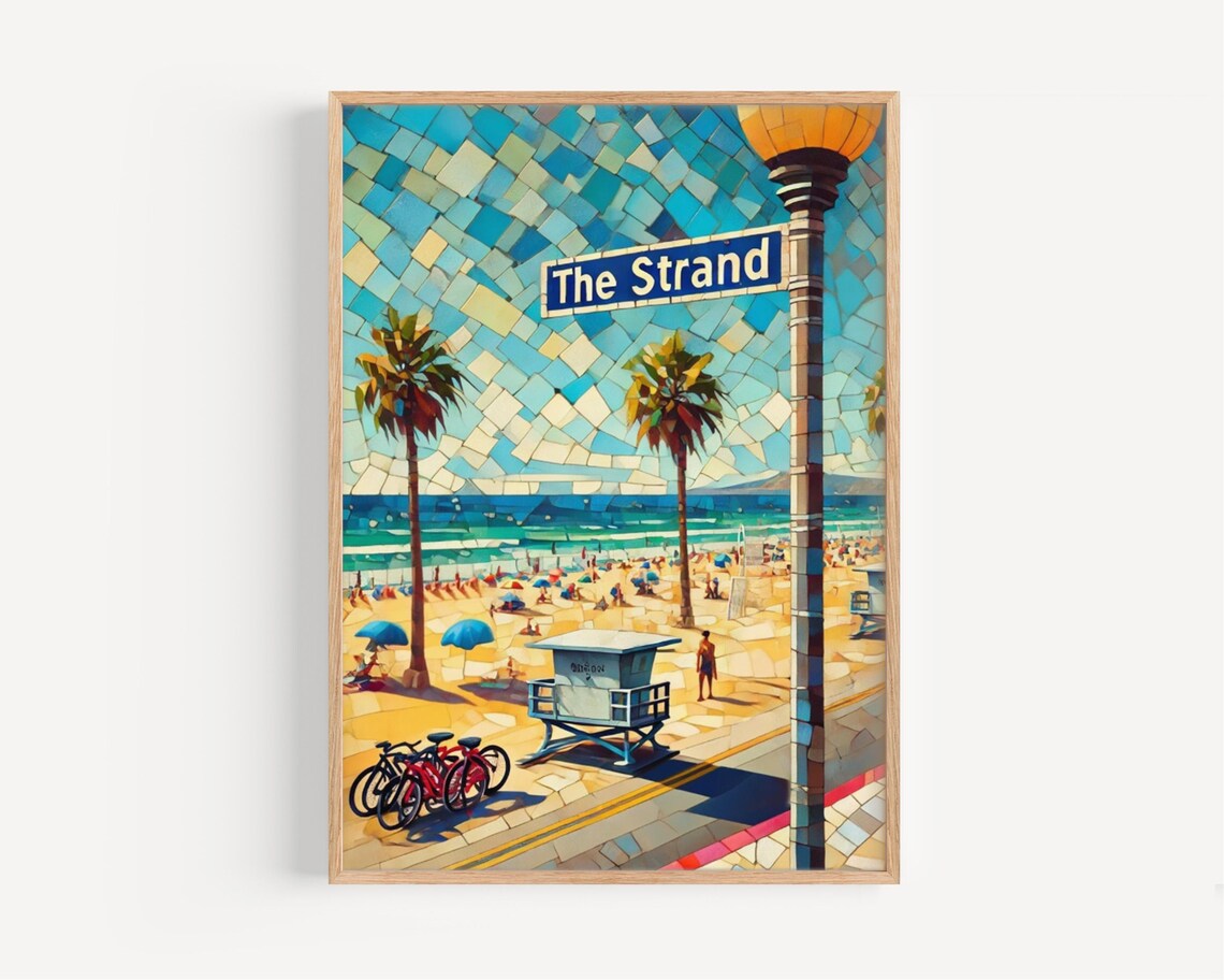 The Strand Manhattan Beach Mosaic Lifeguard Tower California Travel Poster