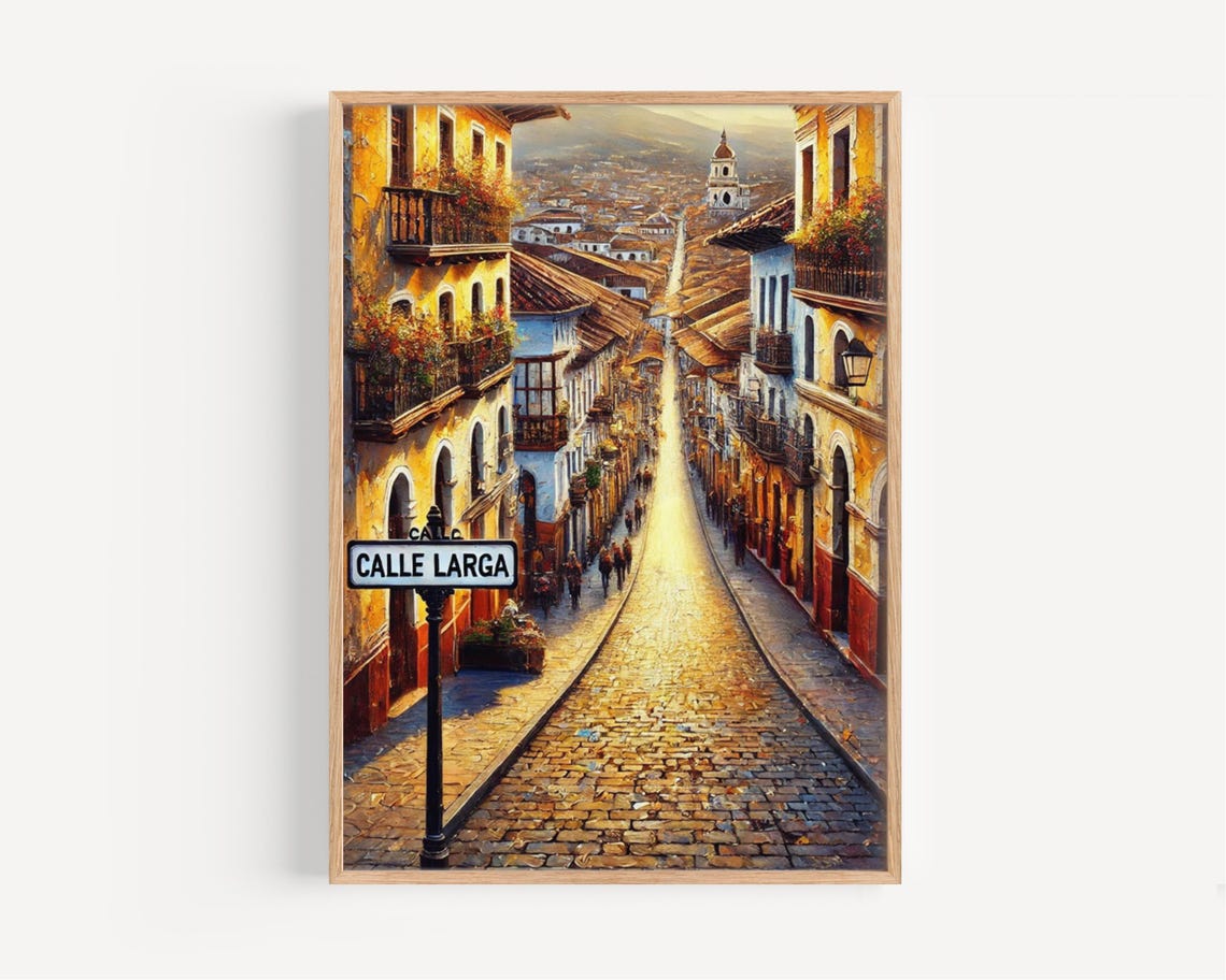 Cuenca Ecuador Calle Larga Cobblestone Street Painterly Poster