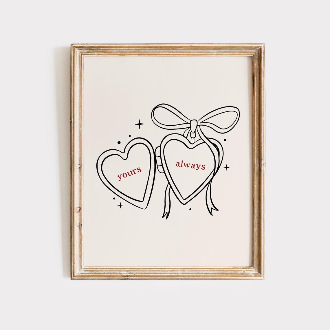 Yours Always Twin Hearts Line Art Romantic Minimalist Valentine Poster - Image 3