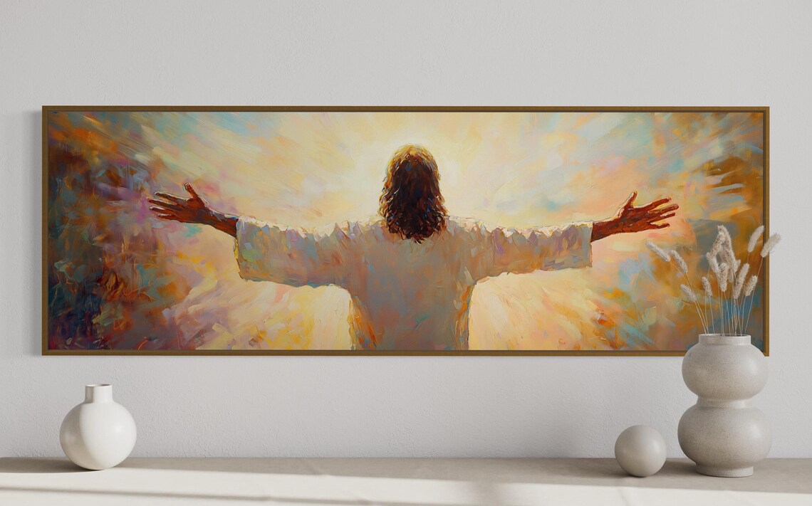 Jesus Open Arms, Modern Christian Wall Art Print - Image 2
