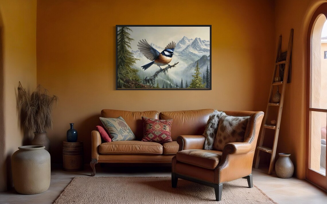 Bluebird Mountain Peaks Wildlife Art Soaring Bird Scenic Nature Poster - Image 4
