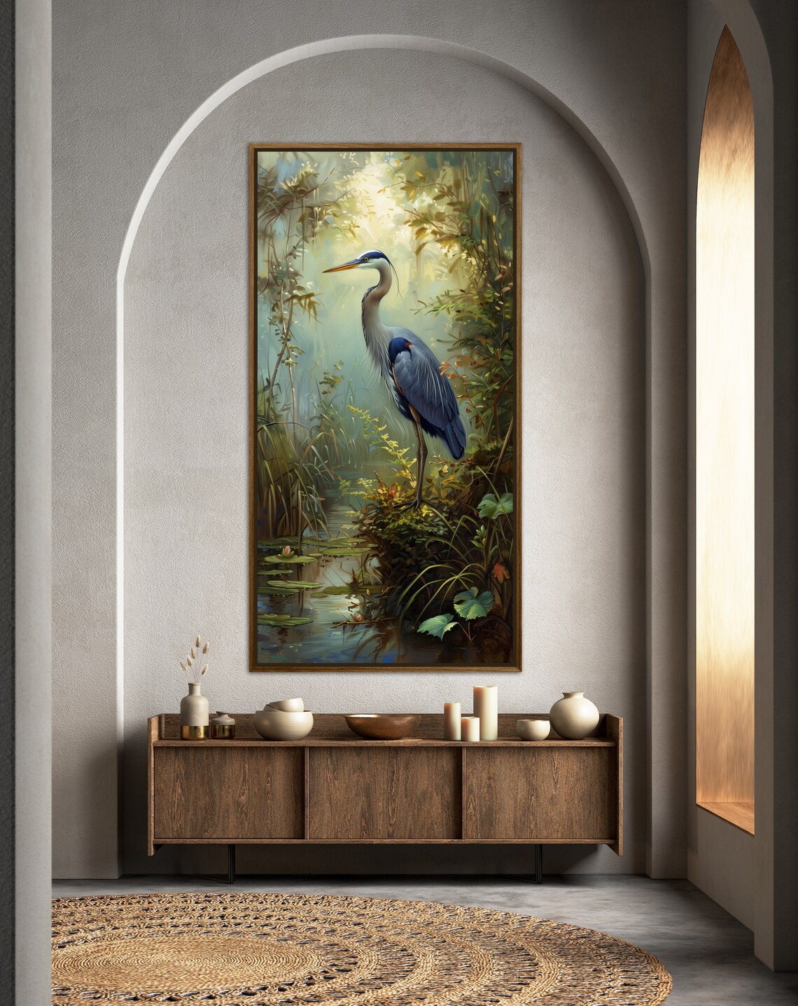 Blue Heron Bird Art, Muted Colors Wall Art Print - Image 2