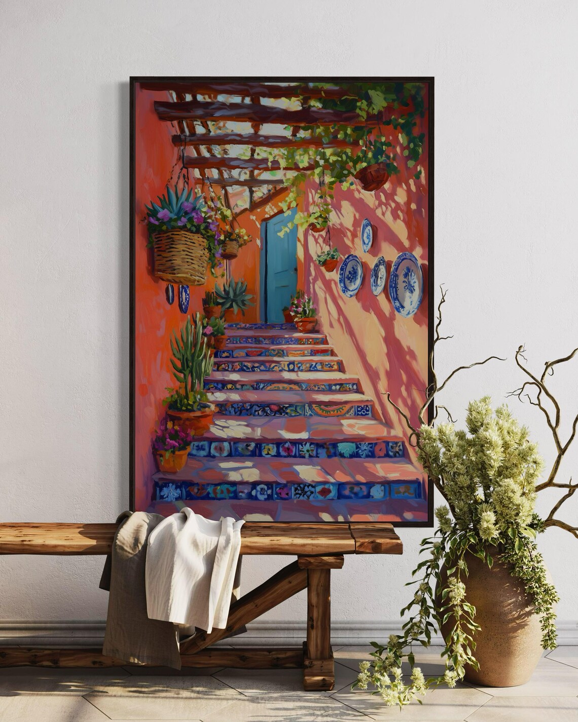 Mexican Courtyard Boho Patio Wall Art Print - Image 3