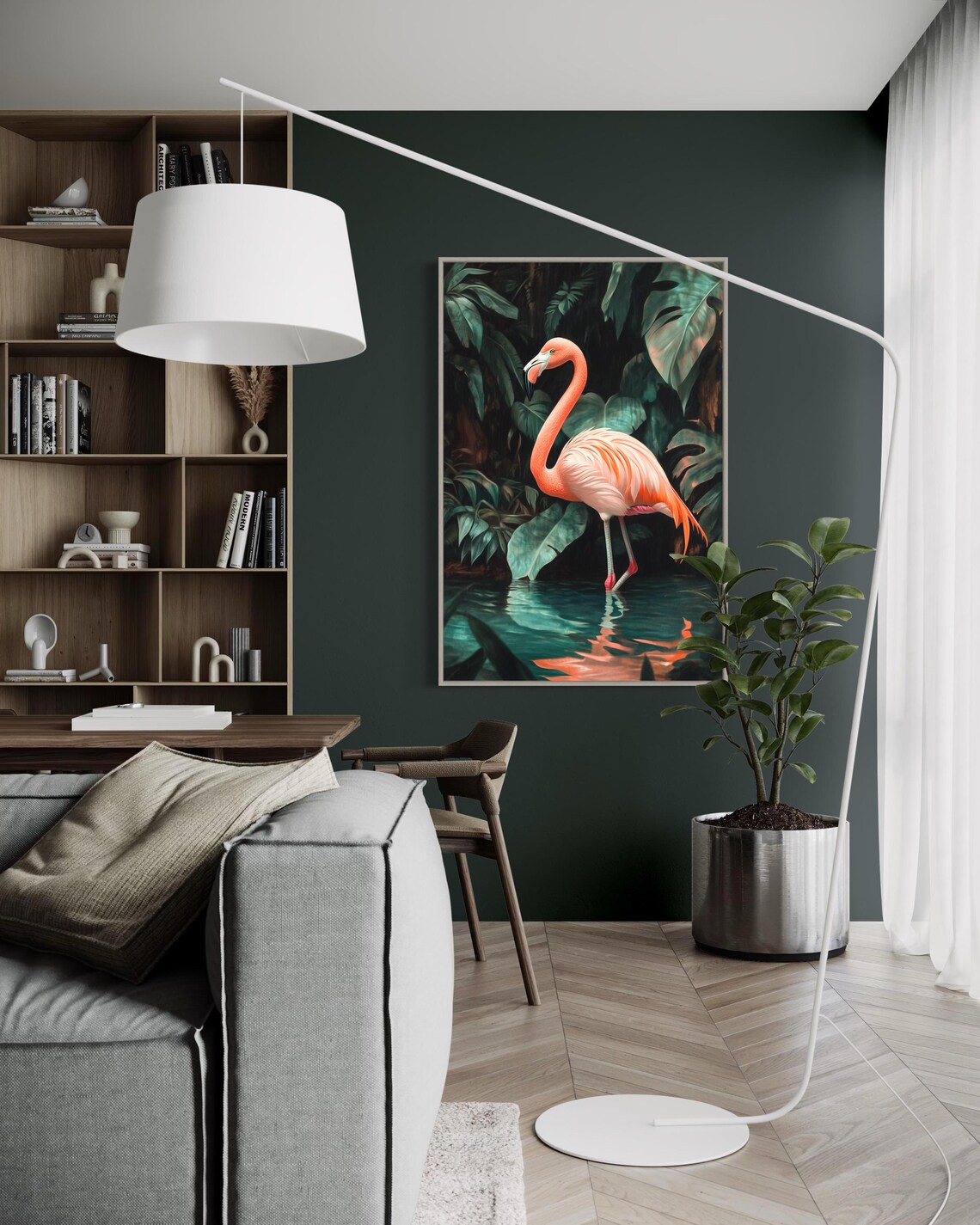 Flamingo Art Print, Tropical Jungle Nature Decor - Image 3