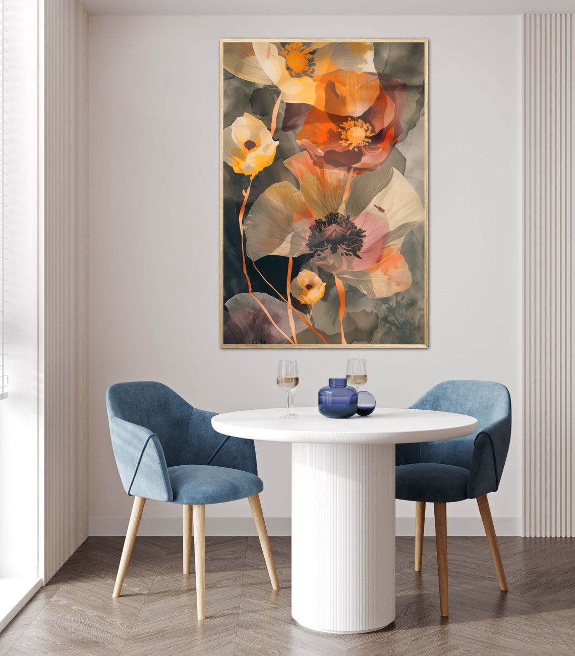 Vibrant Poppy Flowers Abstract Orange Red Modern Floral Wall Art - Image 5