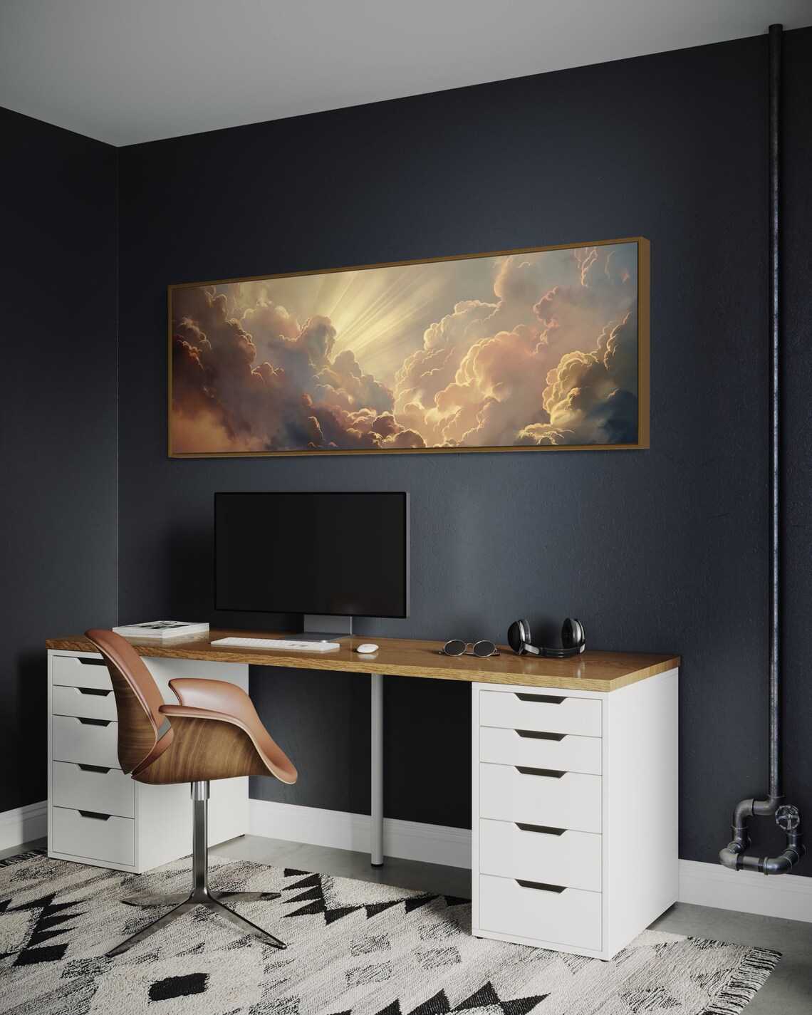Cloud Painting Art Print, Narrow Modern Sky Decor - Image 3