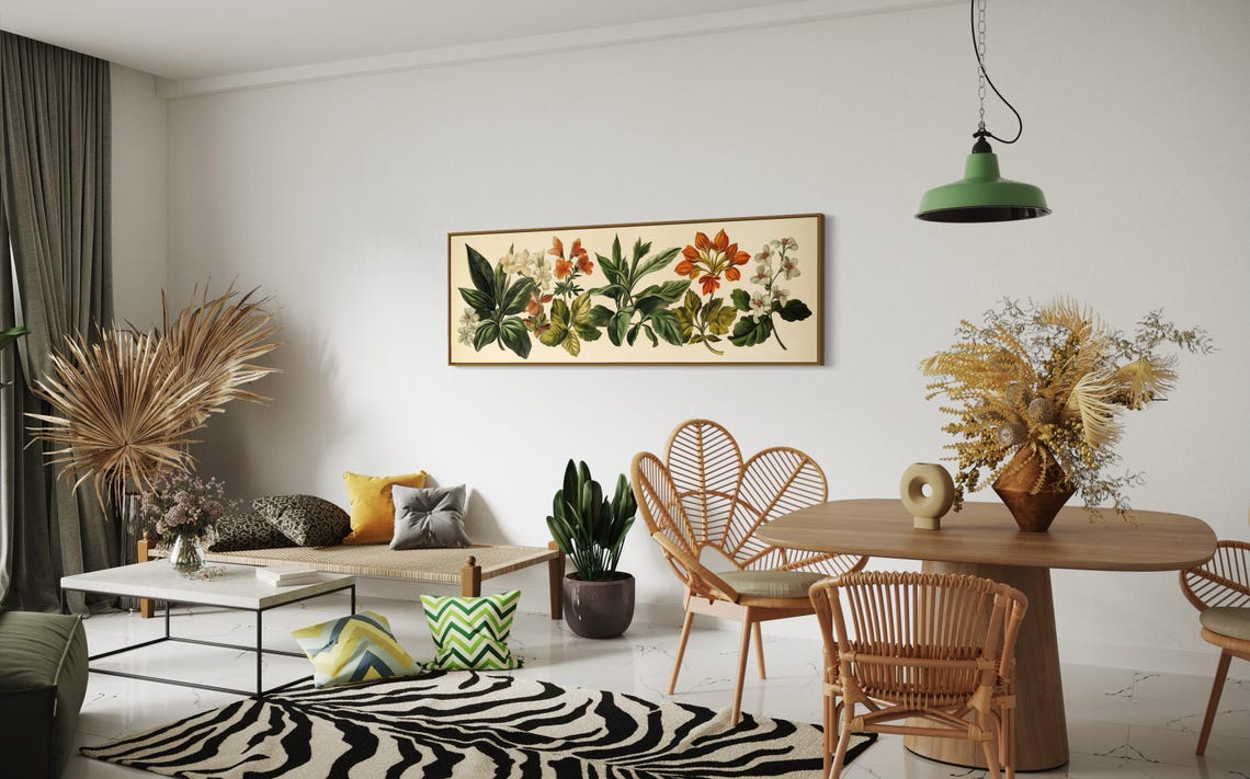 Vintage Botanical Flower Illustration Panoramic Rustic Poster - Image 2