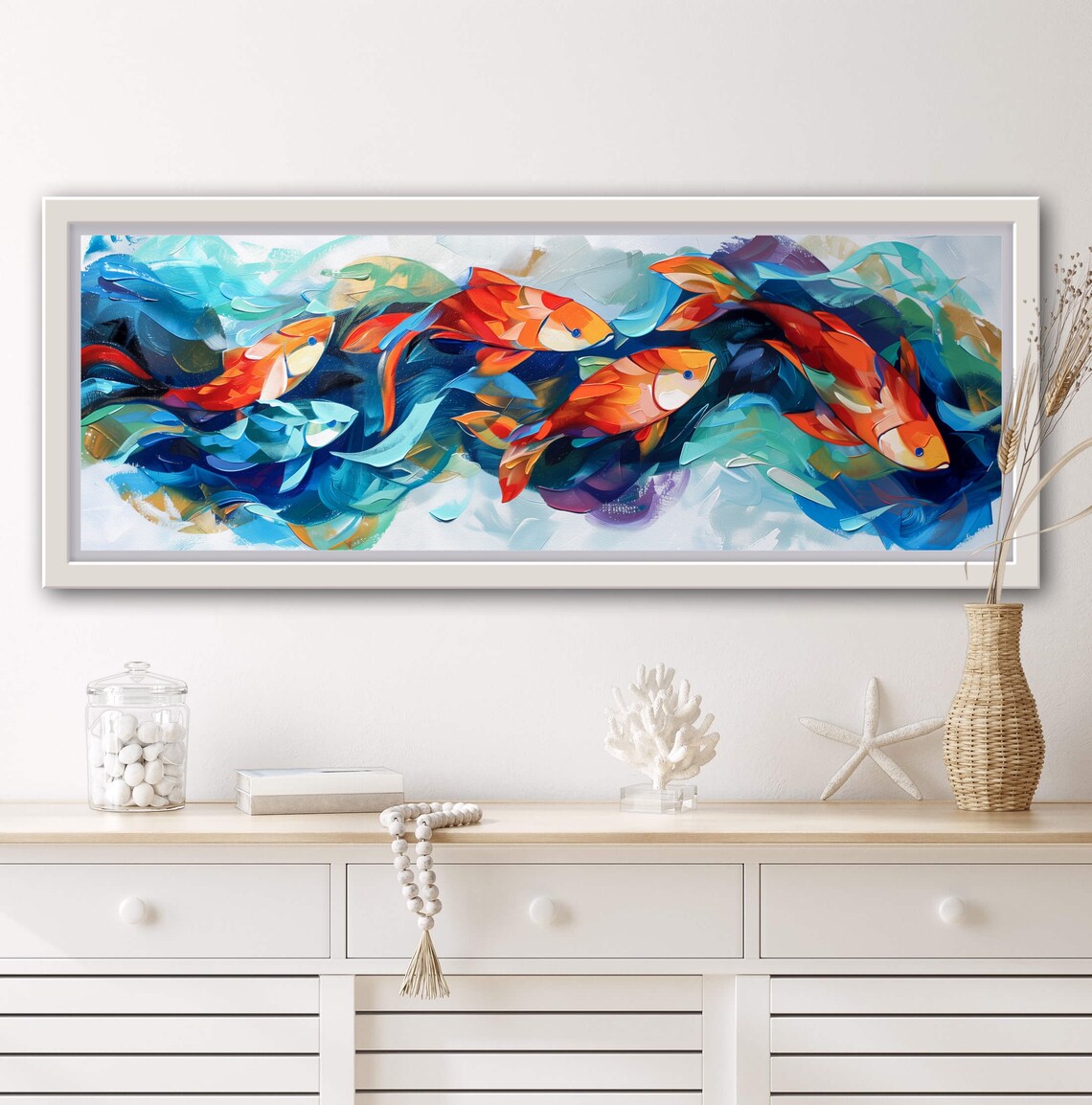 Tropical Fish School Panoramic Wall Art Print - Image 2