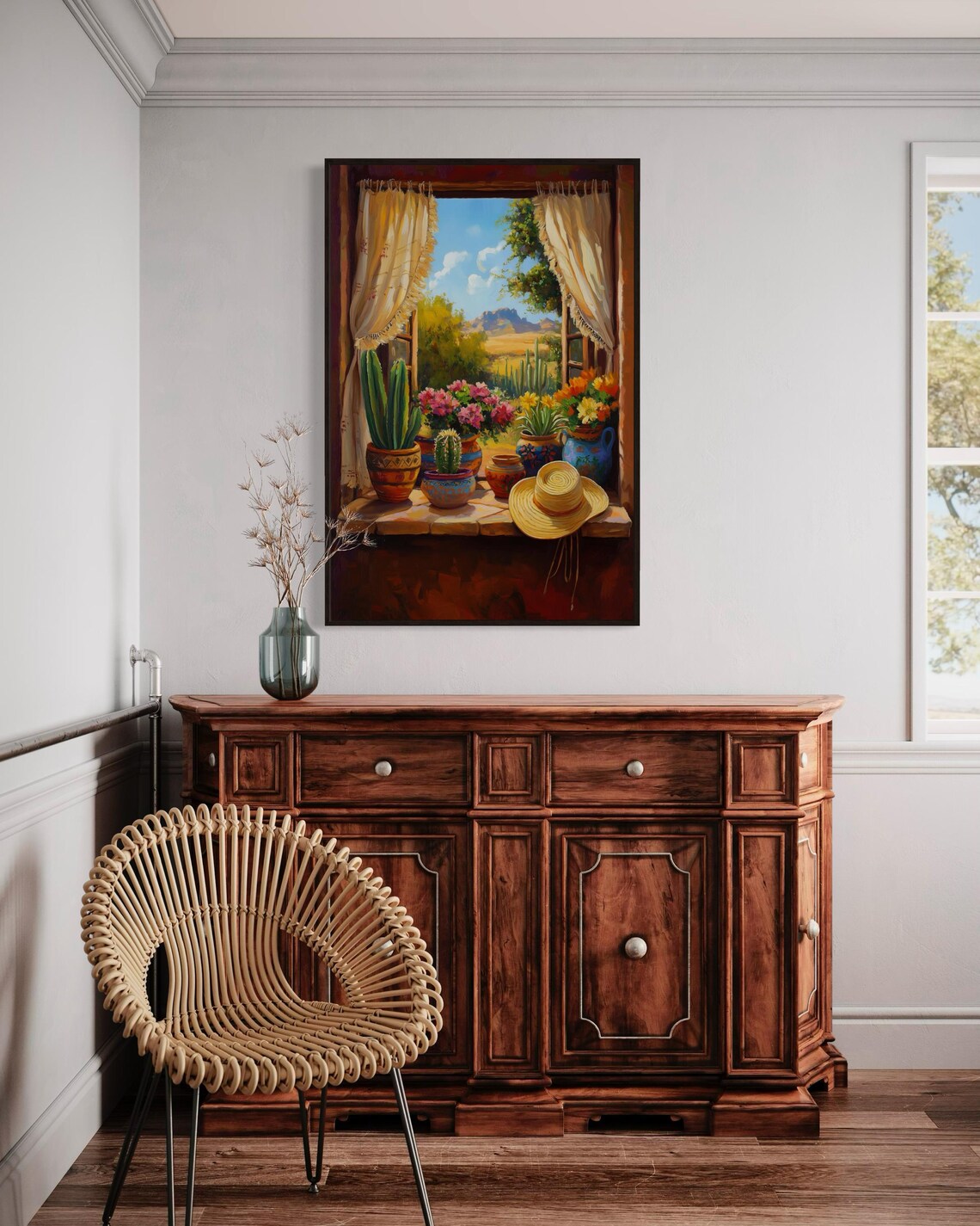 Mexican Window View Rustic Hacienda Art Print - Image 3