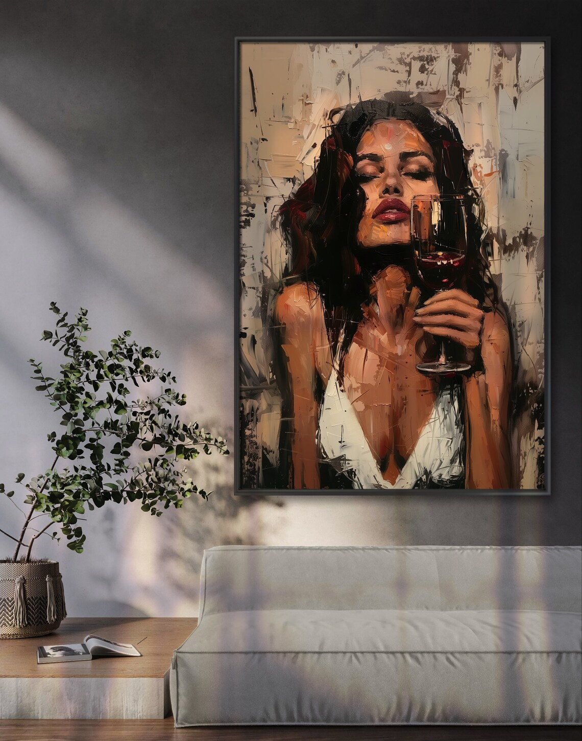 Red Wine Elegance Female Illustration, Art Print - Image 4