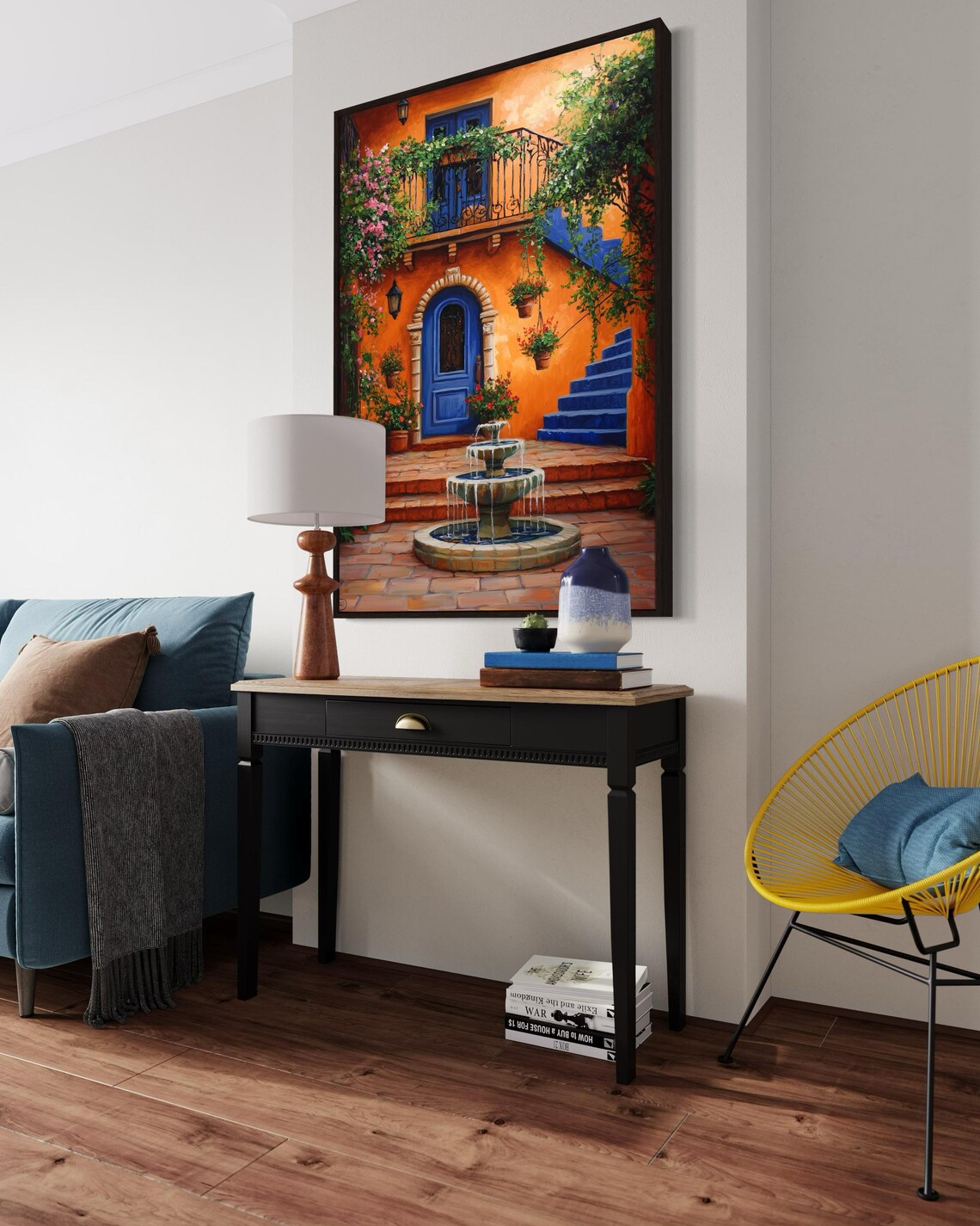 Mediterranean Courtyard Art Print, Rustic Decor - Image 5