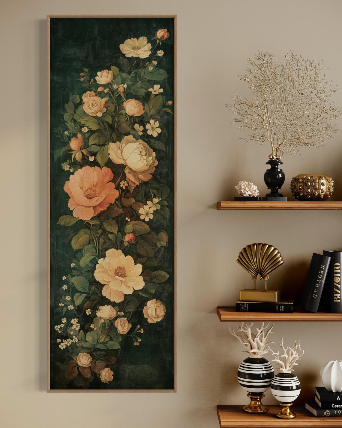 Vintage Floral Vertical Art Print, Moody Warm Tones - Image 3