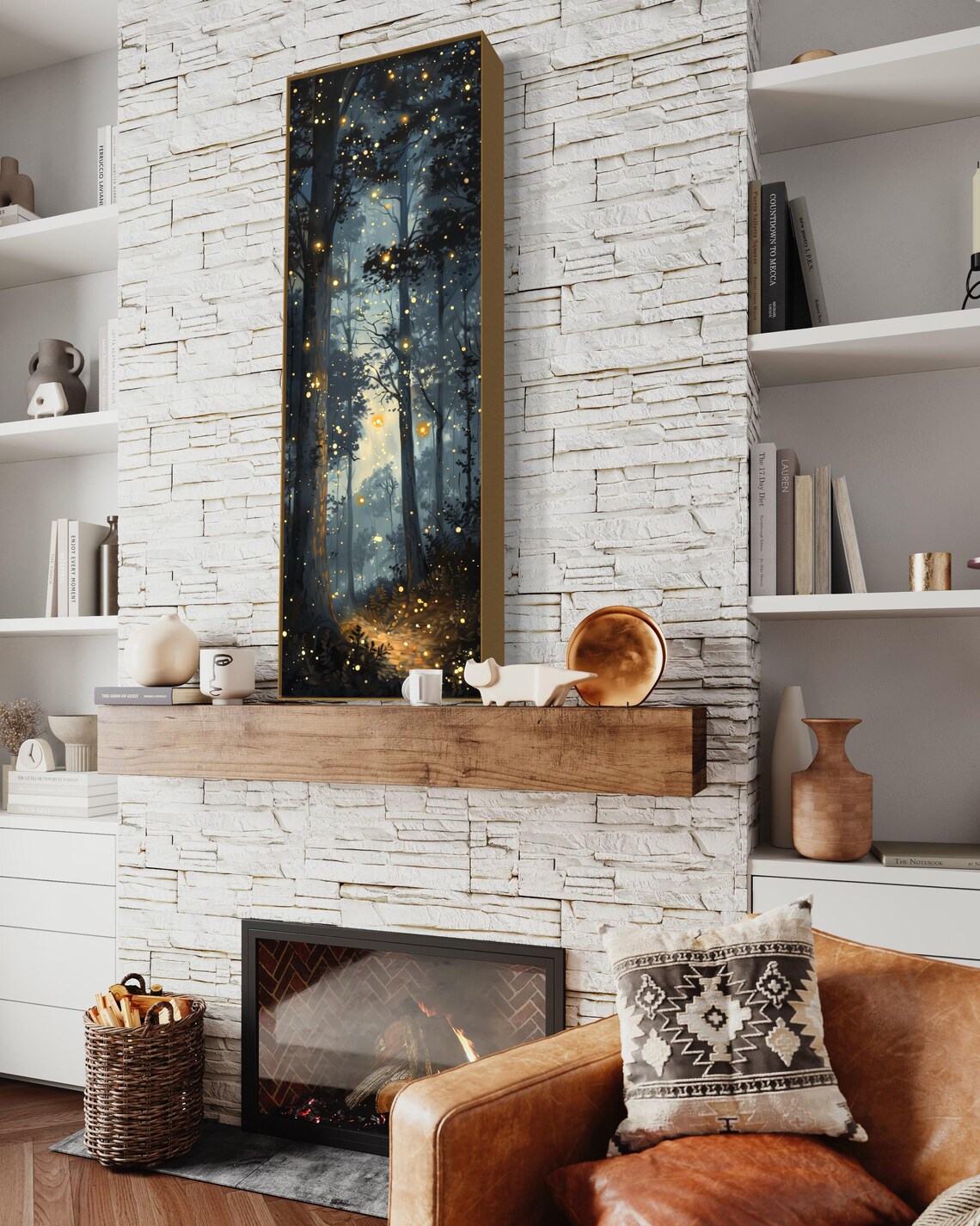 Enchanted Firefly Forest Mystical Wall Art Print - Image 2