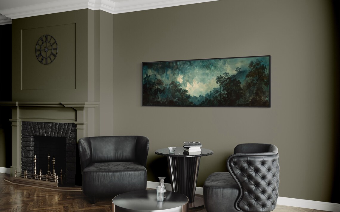 Starry Night Forest, Mystical Panoramic Art Print - Image 2