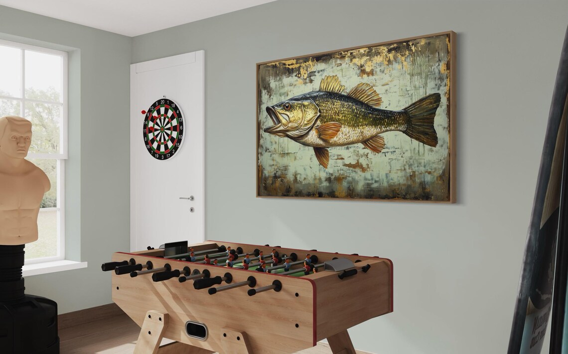 Largemouth Bass Rustic Vintage Fish Art Print - Image 5
