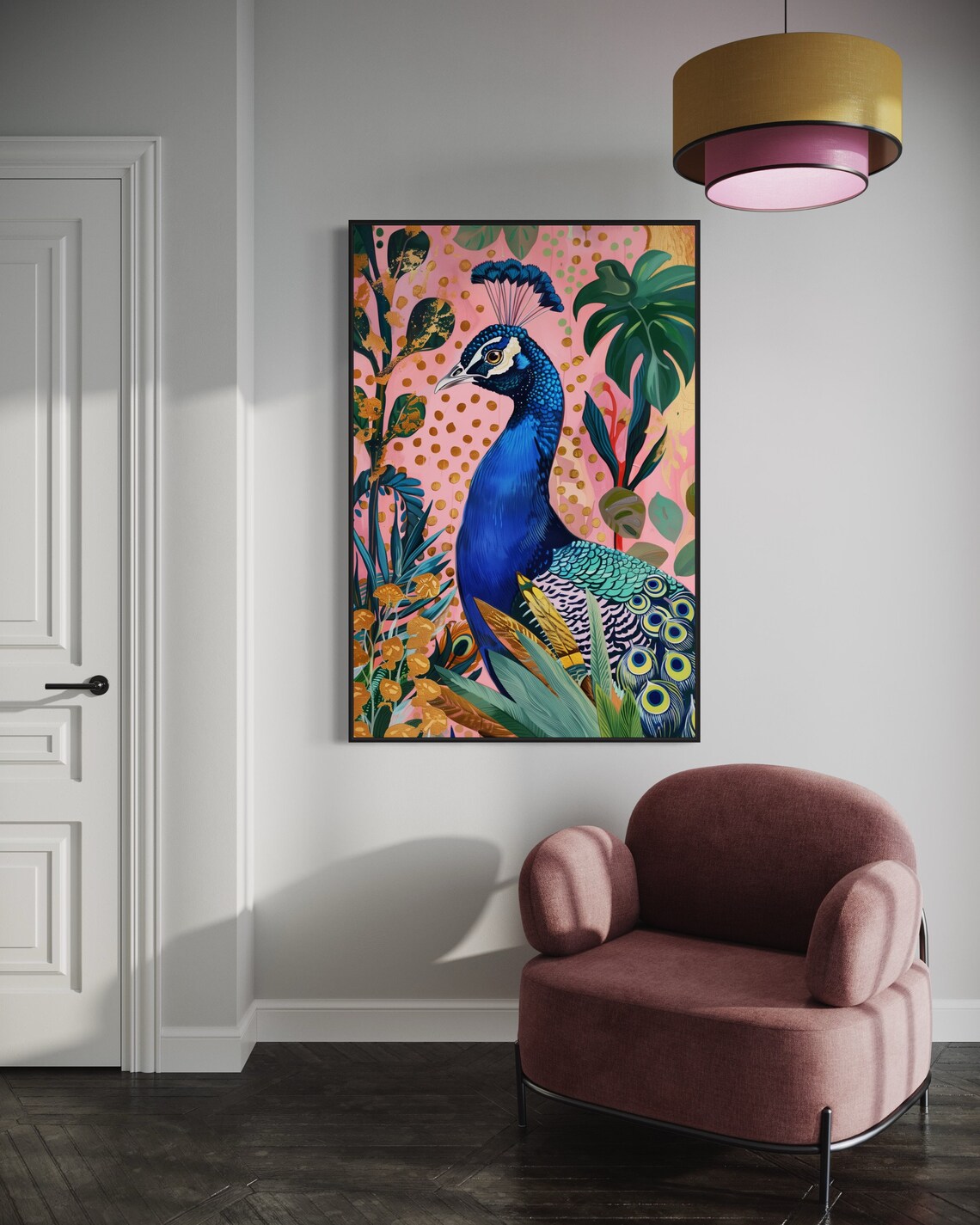 Blue Peacock Art Print, Tropical Color Pop Home Decor - Image 3
