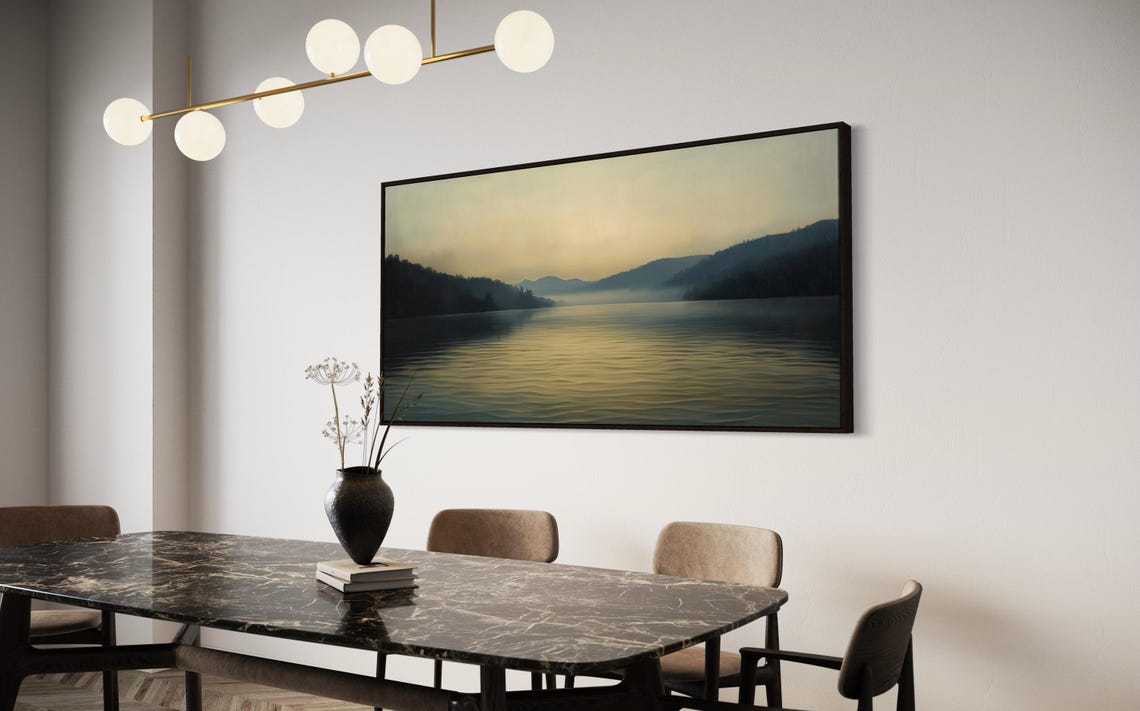 Misty River Wall Art Panoramic Landscape With Golden Light Peaceful Nature Print And Elegant Decor For Calm And Tranquility - Image 5
