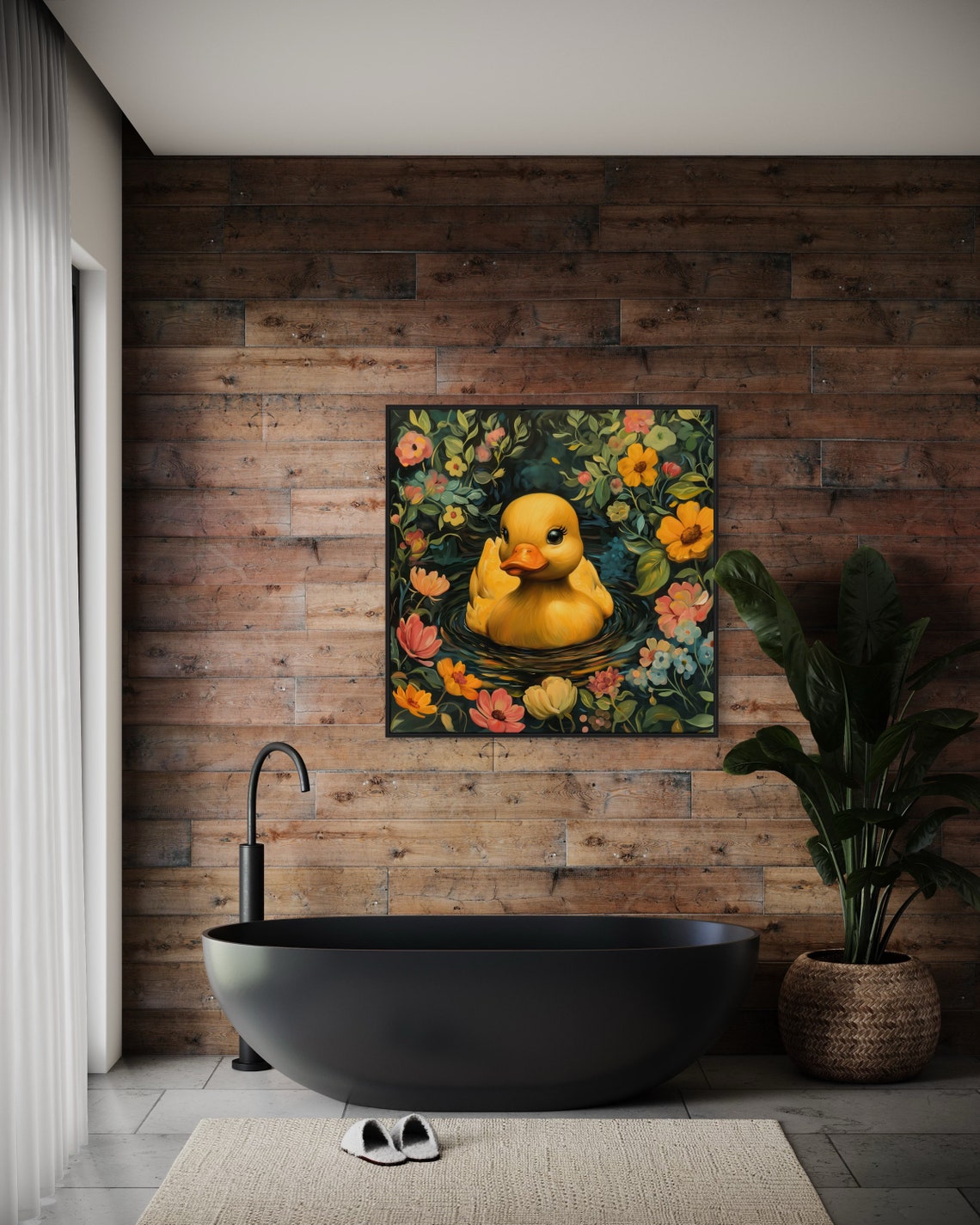 Whimsical Rubber Duck Flowers Playful Nursery Childrens Art Print - Image 3