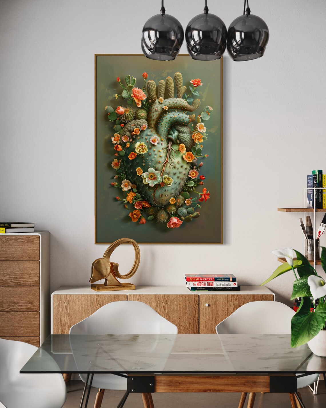 Surreal Blooming Heart Cactus Flower Art Print - Image 5