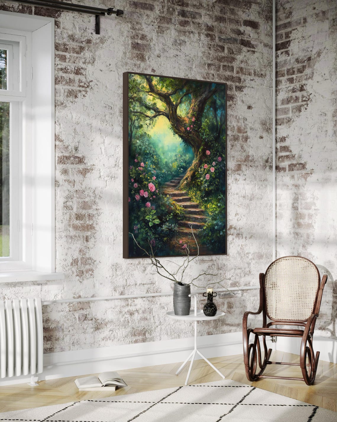 Enchanted Forest Rose Garden Dreamy Path Romantic Tree Poster - Image 5